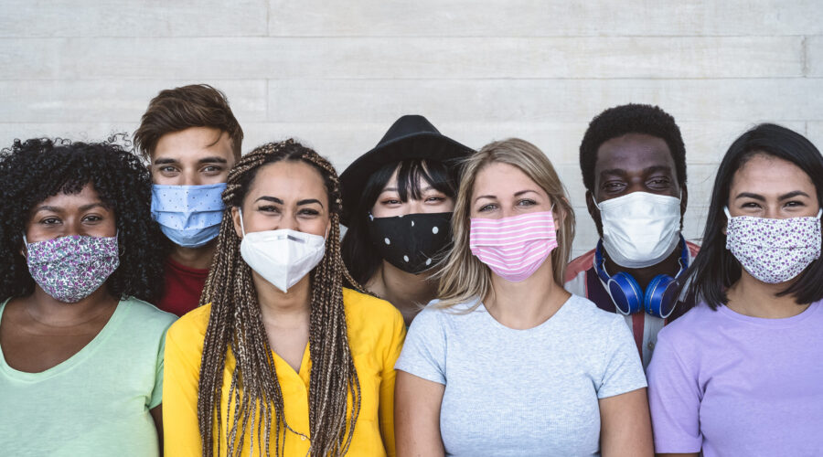 Group,Young,People,Wearing,Face,Mask,For,Preventing,Corona,Virus